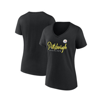 Women's Branded Black Pittsburgh Steelers Shine Time V-Neck T-shirt