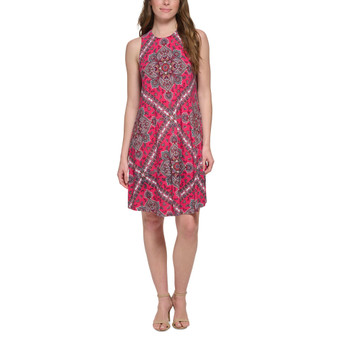 Petite Round-Neck Sleeveless Printed Shift Dress