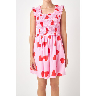 Women's Heart Shape Smocked Mini Dress