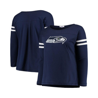Women's College Navy Seattle Seahawks Plus Size Free Agent Long Sleeve T-shirt