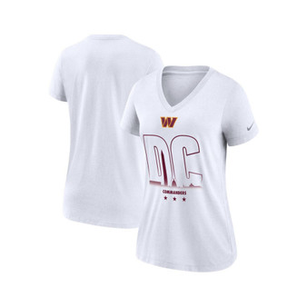Women's White Washington Commanders Tri-Blend V-Neck T-shirt