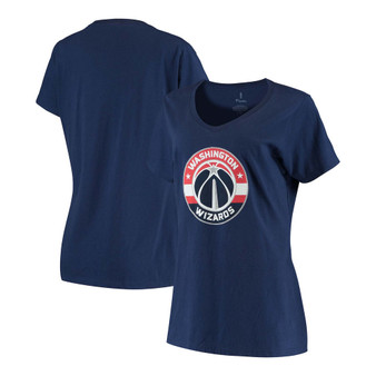 Women's Navy Washington Wizards Primary Team Logo V-Neck T-shirt