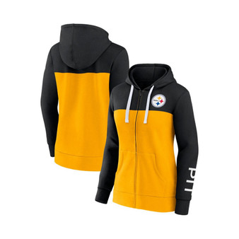 Women's Branded Black, Gold Pittsburgh Steelers Take The Field Color Block Full-Zip Hoodie