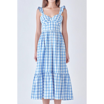 Women's Gingham Midi Dress