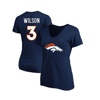 Women's Branded Russell Wilson Navy Denver Broncos Plus Size Player Name & Number V-Neck T-shirt