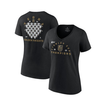 Women's Branded Black Vegas Golden Knights 2023 Stanley Cup Champions Plus Size Jersey Roster V-Neck T-shirt