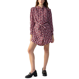 Women's Geo-Print Belted Mini Shirt Dress