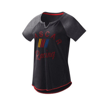 Women's Black NASCAR Grand Slam Tri-Blend Notch V-Neck T-shirt