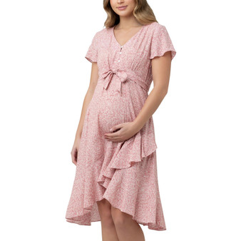 Maternity Vanessa Tie Front Floral Midi Dress