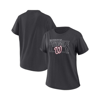 Women's Charcoal Washington Nationals Oversized Boyfriend T-shirt