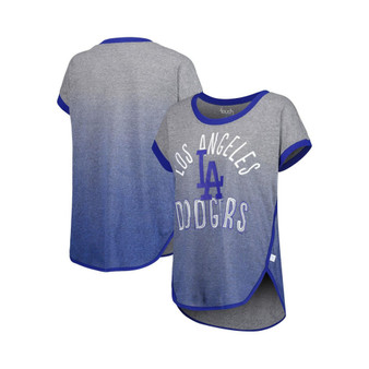 Women's Gray, Royal Los Angeles Dodgers Home Run Tri-Blend Sleeveless T-shirt