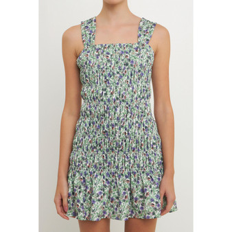 Women's Floral Mini Ruffled Dress