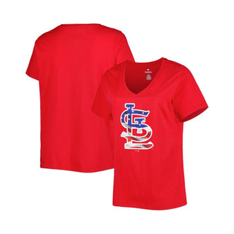 Women's Red St. Louis Cardinals Plus Size Americana V-Neck T-shirt