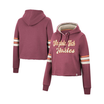 Women's Maroon Virginia Tech Hokies Retro Cropped Pullover Hoodie