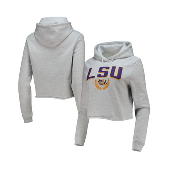 Women's Ash LSU Tigers 1636 Cropped Pullover Hoodie
