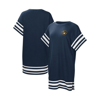 Women's Navy Milwaukee Brewers Cascade T-shirt Dress