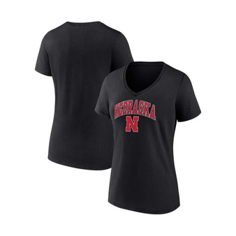 Women's Branded Black Nebraska Huskers Evergreen Campus V-Neck T-shirt