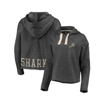 Women's Heathered Charcoal San Jose Sharks Cropped Raw Edge Pullover Hoodie