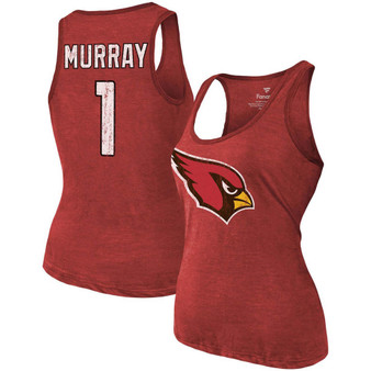 Women's Heathered Cardinal Arizona Cardinals Name Number Tri-Blend Tank Top