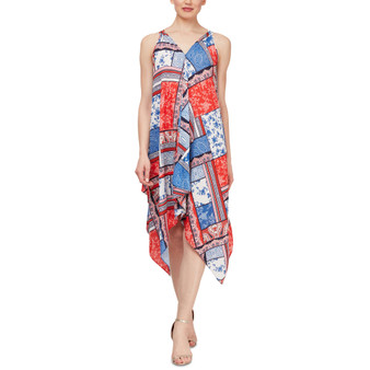 Bandana-Print Handkerchief-Hem Dress
