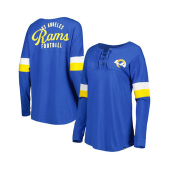 Women's Royal Los Angeles Rams Athletic Varsity Lace-Up Long Sleeve T-shirt