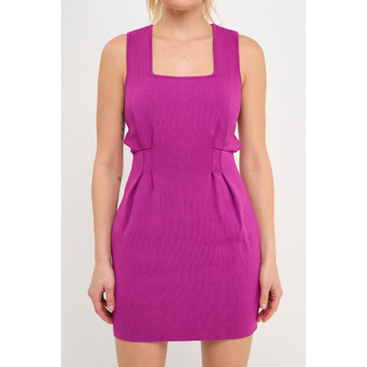 Women's Square Neckline Knit Mini Dress