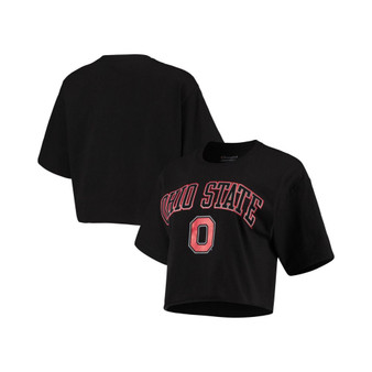 Women's Black Ohio State Buckeyes Cropped Boyfriend T-shirt