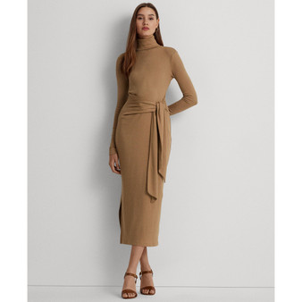 Women's Tie-Front Turtleneck Sweater Dress