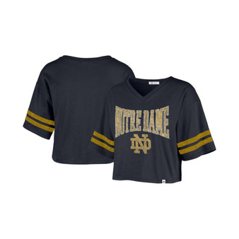 Women's Navy Notre Dame Fighting Irish Fanfare Sport V-Neck Crop Top