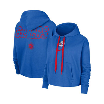 Women's Royal Philadelphia 76ers Courtside Cropped Pullover Hoodie