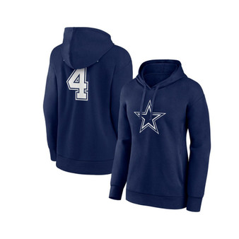 Women's Branded Dak Prescott Navy Dallas Cowboys Player Icon Name and Number V-Neck Pullover Hoodie