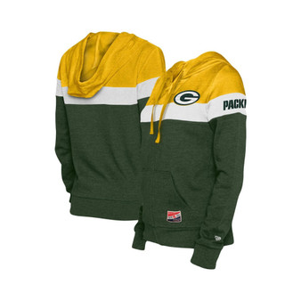 Women's Green, Gold Green Bay Packers Throwback Colorblock Full-Zip Hoodie