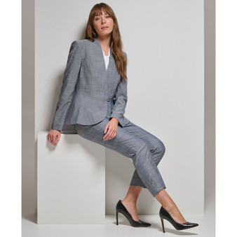 Women's Collarless Button-Front Peplum-Hem Blazer