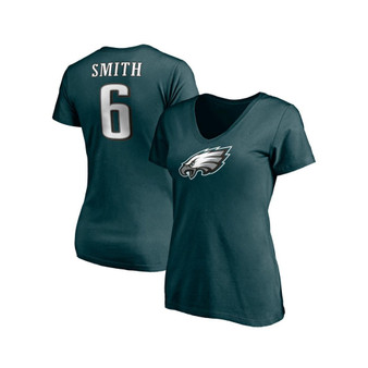 Women's Branded DeVonta Smith Midnight Green Philadelphia Eagles Player Icon Name and Number V-Neck T-shirt