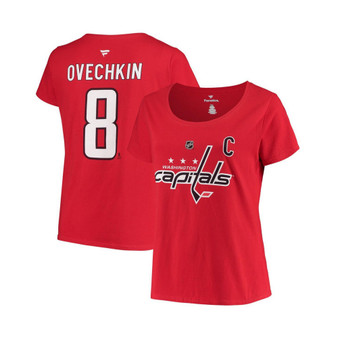 Women's Branded Alexander Ovechkin Red Washington Capitals Plus Size Name and Number Scoop Neck T-shirt