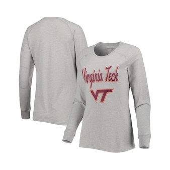 Women's Heather Gray Virginia Tech Hokies Payton Elbow Patch Slub Raglan Long Sleeve T-shirt