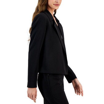 Women's Wide-Lapel Cropped Open-Front Blazer
