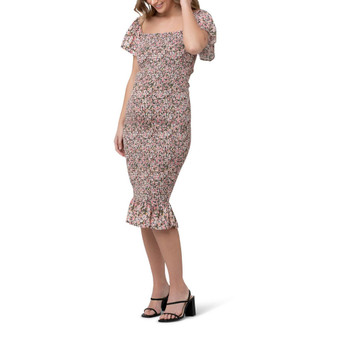 Maternity Sophia Floral Shirred Midi Dress