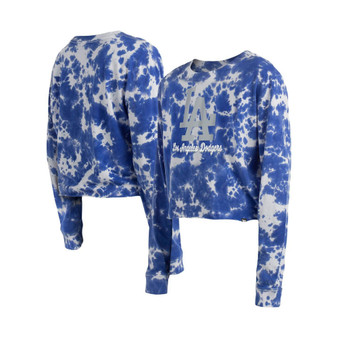 Women's Royal Los Angeles Dodgers Tie-Dye Cropped Long Sleeve T-shirt