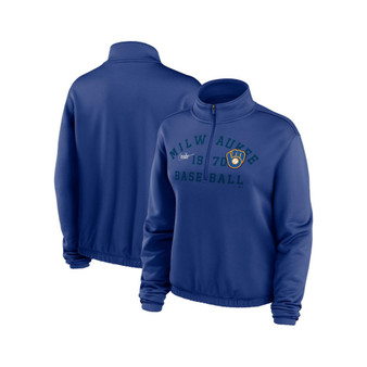 Women's Royal Milwaukee Brewers Rewind Splice 1/4-Zip Sweatshirt