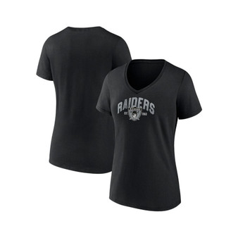 Women's Branded Black Las Vegas Raiders Plus Size Drop Back V-Neck T-shirt