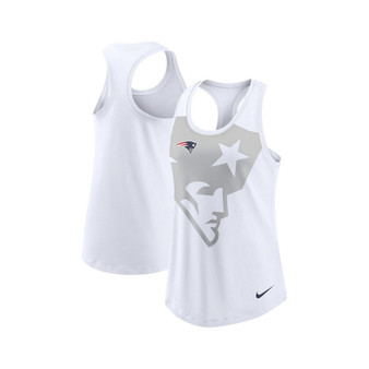 Women's White New England Patriots Tri-Blend Scoop Neck Racerback Tank Top