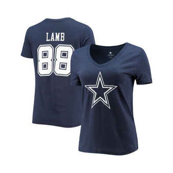 Women's Branded CeeDee Lamb Navy Dallas Cowboys Player Icon Name and Number V-Neck T-shirt