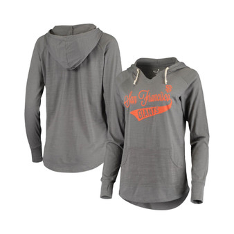 Women's Heathered Gray San Francisco Giants Raglan Tri-Blend V-Neck Pullover Hoodie