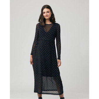 Women's Dot Nursing Dress Black