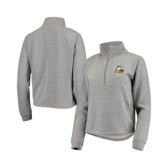 Women's Heathered Gray Oregon Ducks Victory Springs Half-Zip Sweatshirt