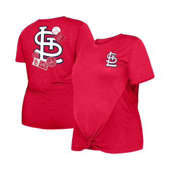 Women's Red St. Louis Cardinals Plus Size Two-Hit Front Knot T-shirt