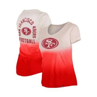 Women's Scarlet San Francisco 49ers Dip Dye V-Neck T-shirt