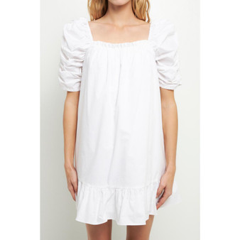 Women's Shirred Puff Sleeve Mini Dress