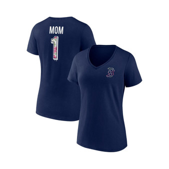 Women's Navy Boston Red Sox Mother's Day Plus Size Best Mom Ever V-Neck T-shirt